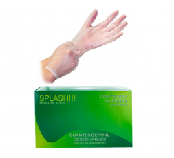 Guantes de Vinil Transparente Splash Talla Grande Caja 100 piezas