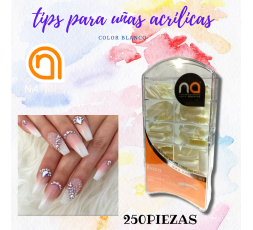 Tips Cuadradas Blancas Para Uñas Acrílicas 250pz Na Nails