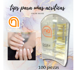 Tips Cuadradas Beige Para Uñas Acrílicas 100pz Na Nails