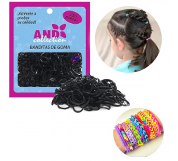 And Ligas de Goma Para Peinados Color Negro 250 Piezas