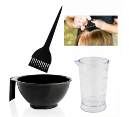 Kit Aplicación De Tinte Ari 3pz Brocha, Tazón, Vaso Medidor